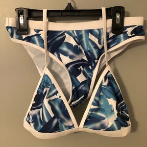 Blue Floral Bathing Suit